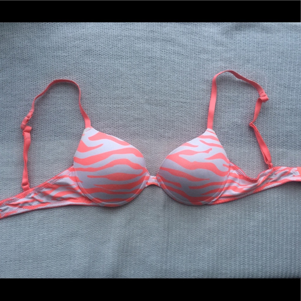 White/orange zebra stripped bra size 34B
